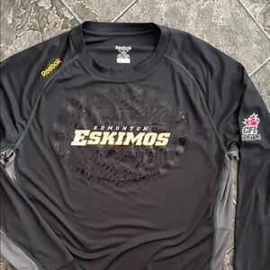 REEBOK CFL AUTHENTIC SIDELINE Edmonton Eskimos Long-Sleeve PlayDry Sporty Shirt